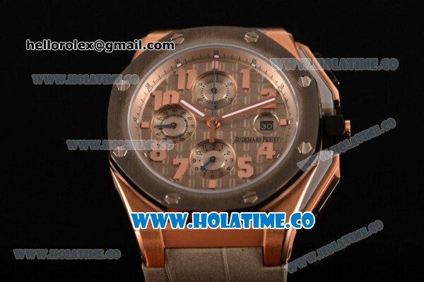 Audemars Piguet Royal Oak Offshore Clone AP Calibre 3126 Automatic Rose Gold with Grey Dial and Arabic Numeral Markers- PVD Bezel (EF) - Click Image to Close